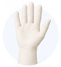 Ele giyilmiş krem lateks eldiven