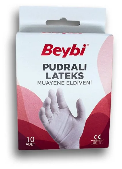 Beybi Pudralı Lateks Muayene Eldiveni kutu görseli