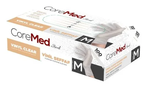 Bimel CoreMed Vinil Pudrasız Şeffaf Eldiven kutu görseli