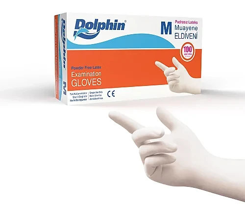 Dolphin Pudrasız Lateks Muayene Eldiveni kutu görseli
