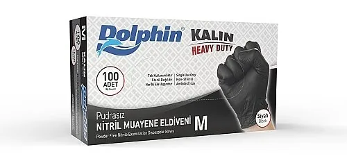 Dolphin Pudrasız Kalın Siyah Nitril Eldiven kutu görseli