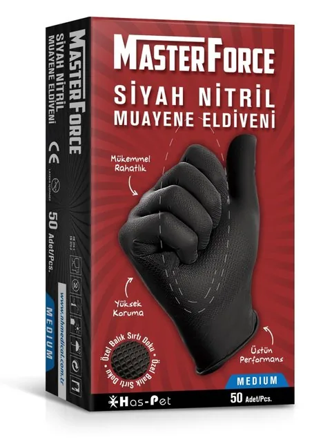 Has-Pet Siyah Masterforce Nitril Eldiven kutu görseli