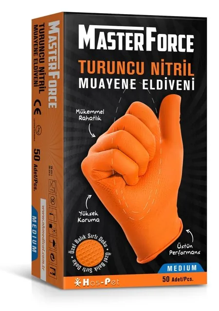 Has-Pet Turuncu Masterforce Nitril Eldiven kutu görseli