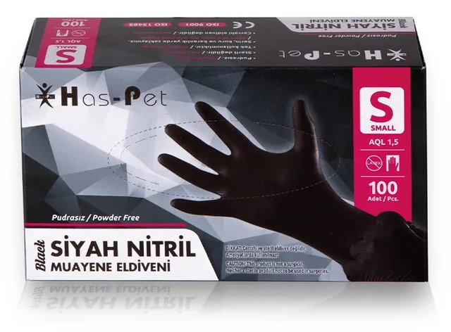 Has-Pet Siyah Nitril Pudrasız Eldiven kutu görseli