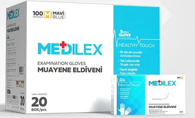 Reflex Medilex Mavi TPE Muayene Eldiveni kutu görseli