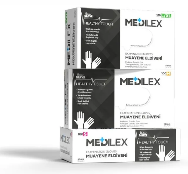 Reflex Medilex Siyah TPE Muayene Eldiveni kutu görseli