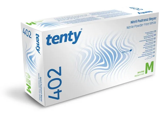 Tenty 402 Nitril Pudrasız Muayene Eldiveni kutu görseli
